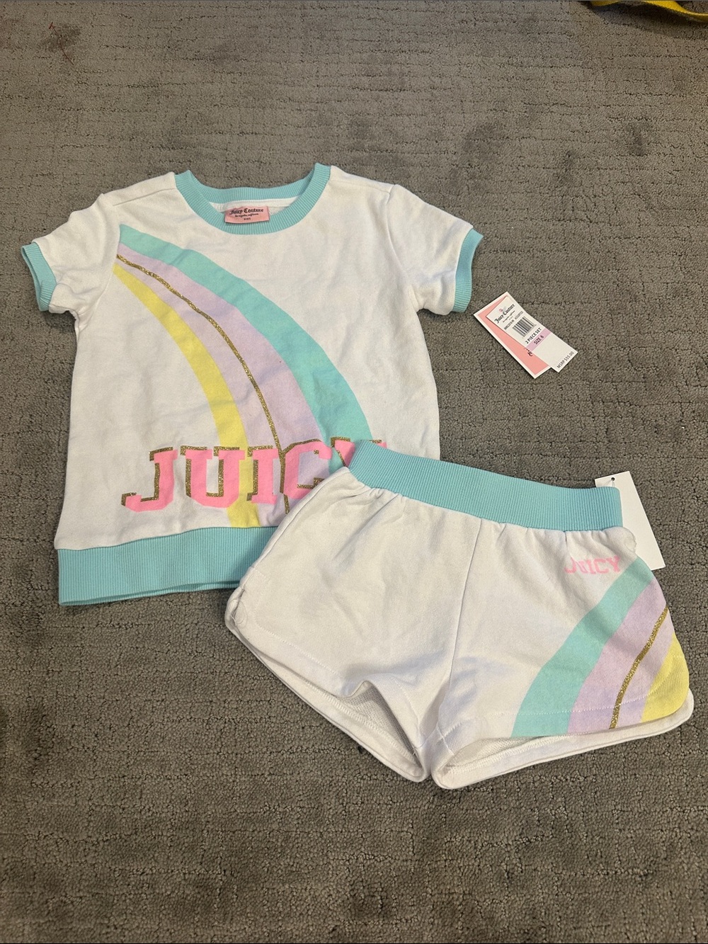 Juicy Couture girls Pastel Rainbow and Mint Trim